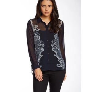 BARDOT Renaissance Button Front Sheer Blouse 6/S✨